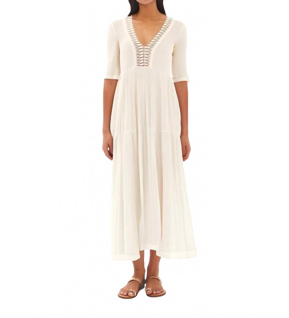 NEW HARIS COTTON textured cotton dress in ecru